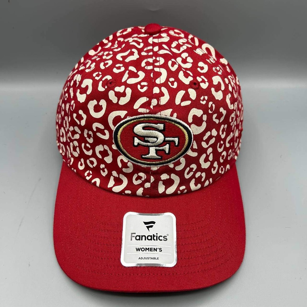 San Francisco 49ers Hat Women Red Leopard Fanatics Strap Back Cap Cotton